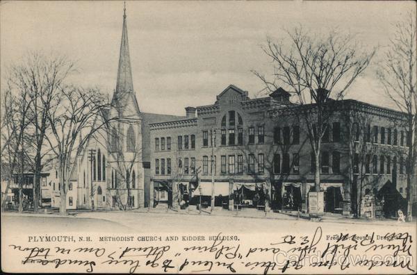Plymouth,NH Methodist Church and Kidder Building Tuck Grafton County Postcard