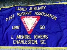 Vintage L Mendel Rivers USMC USCG USN Ladies Auxiliary Flag w Tassels Charleston picture