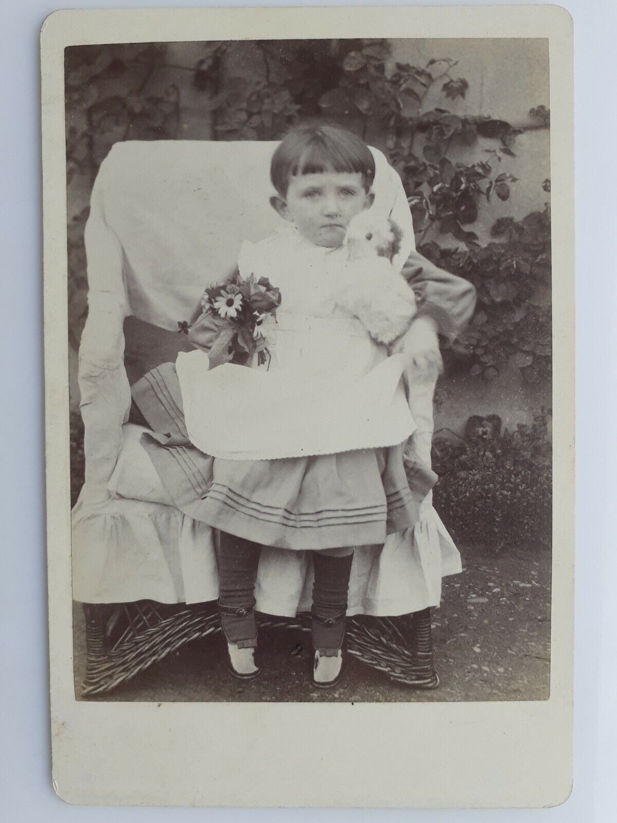 Cabinet Card: Young Child Toy Rabbit: T Griffin: Weybridge