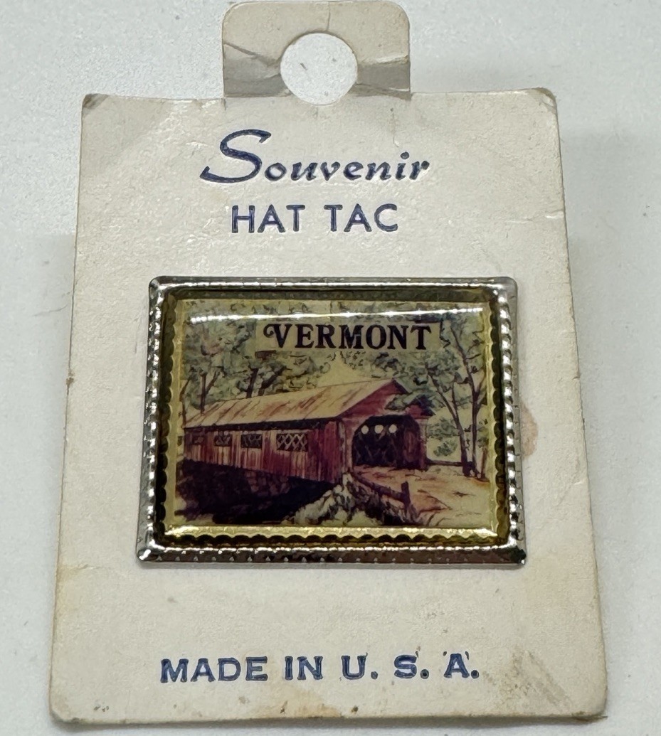 Chiselville Covered Bridge Vermont Square Hat Tac/Lapel Pin Souvenir Chiselville Covered Bridge Vermont Square Hat Tac/Lapel Pin Souvenir
