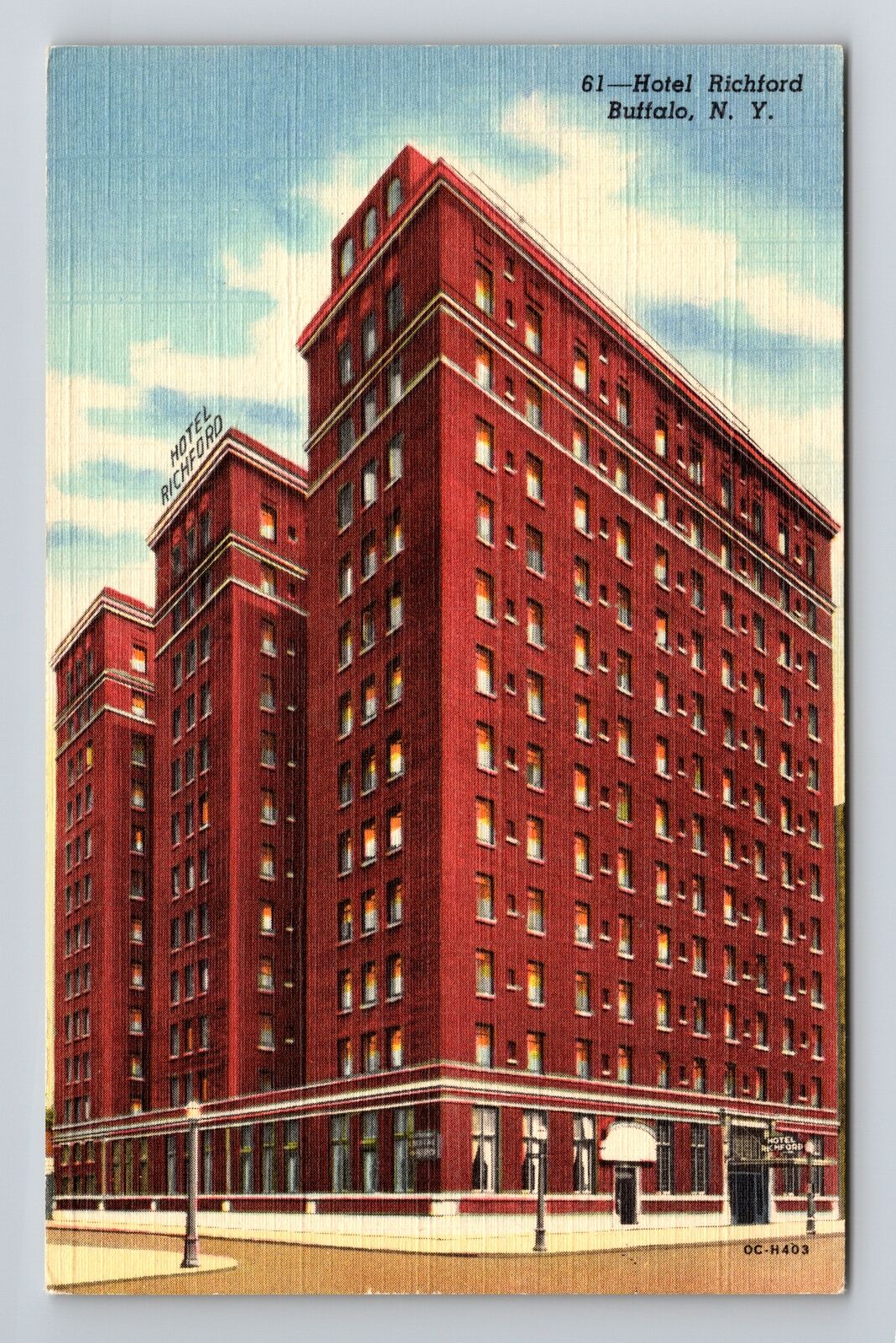Buffalo NY-New York, Hotel Richford, Vintage Postcard