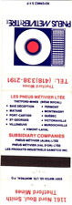 Les Pneus Metivier Ltd., Thetford Mines, Subsidiary Vintage Matchbook Cover picture