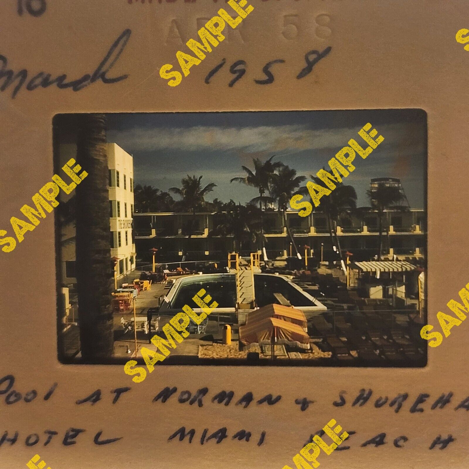 Vintage 35mm Slide - FLORIDA 1958 Miami Beach Norman & Shoreham hotel FL