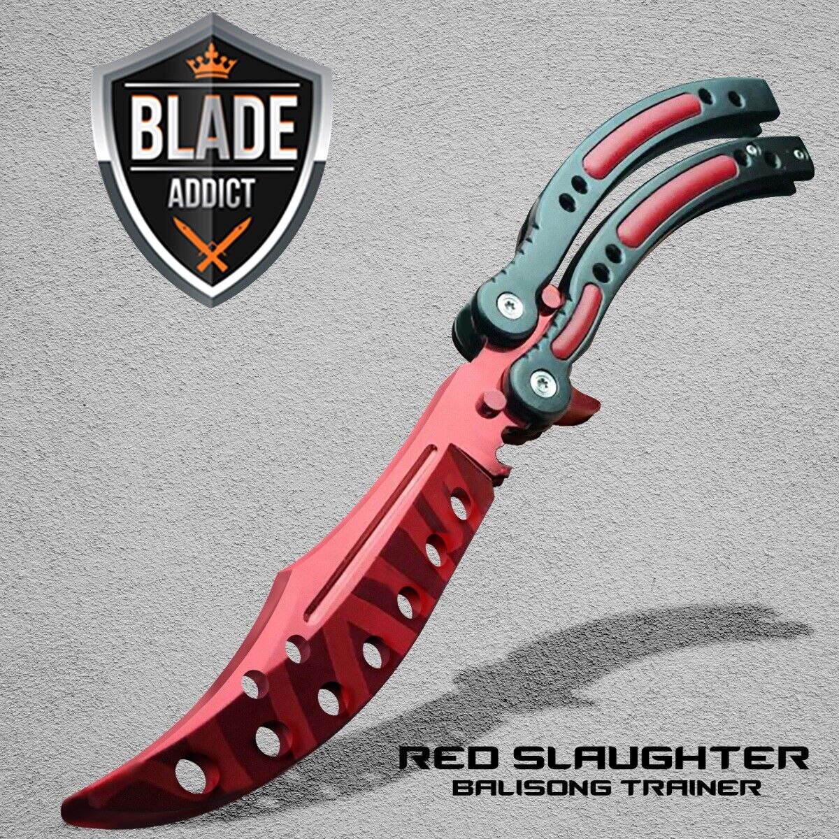 CSGO RED SLAUGHTER Practice Knife Balisong Butterfly Tactical Trainer Knife NEW