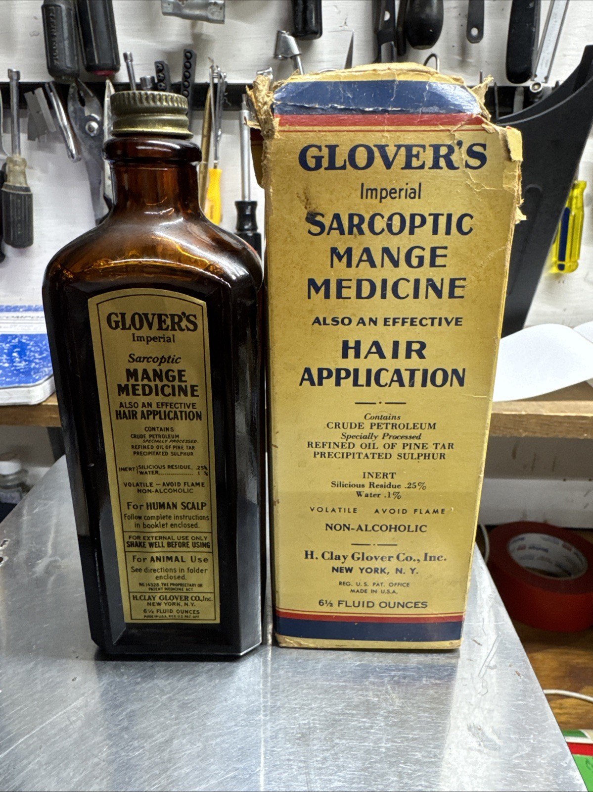Antique GLOVER'S IMPERIAL MANGE MEDICINE-H. CLAY GLOVER Co. -NEW YORK Antique GLOVER'S IMPERIAL MANGE MEDICINE-H. CLAY GLOVER Co. -NEW YORK