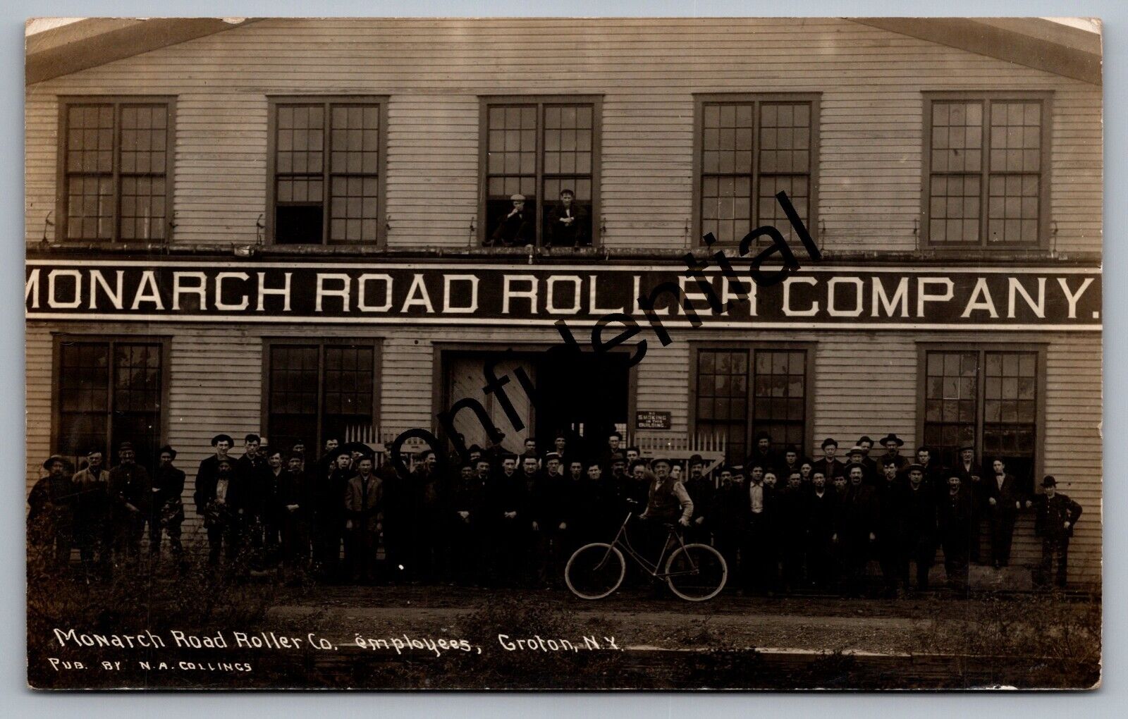 Real Photo Monarch Road Roller Factory Employees Groton NY New York RP RPPC G175