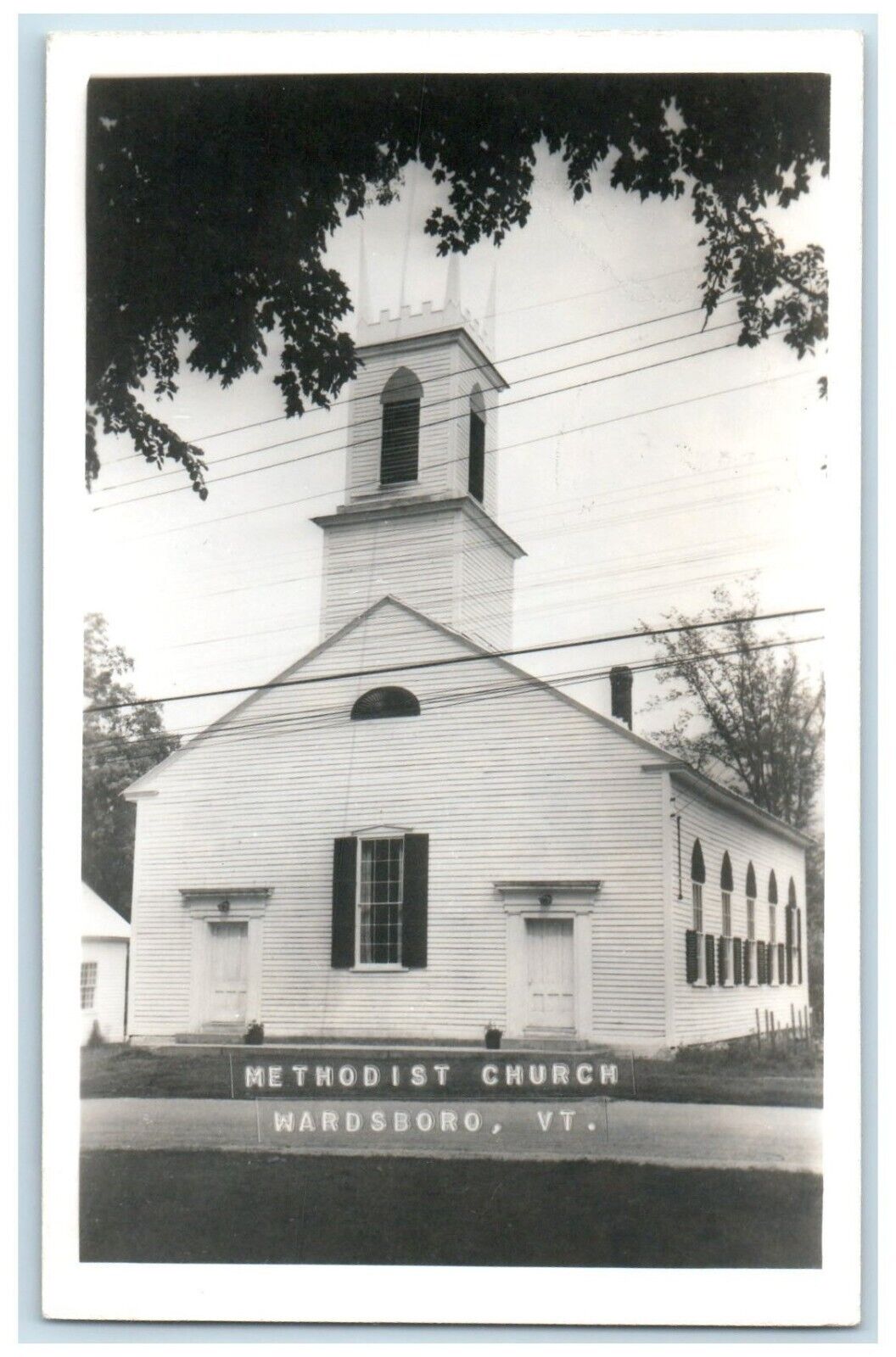 1969 Methodist Church Street Scene Wardsboro Vermont VT RPPC Photo Postcard