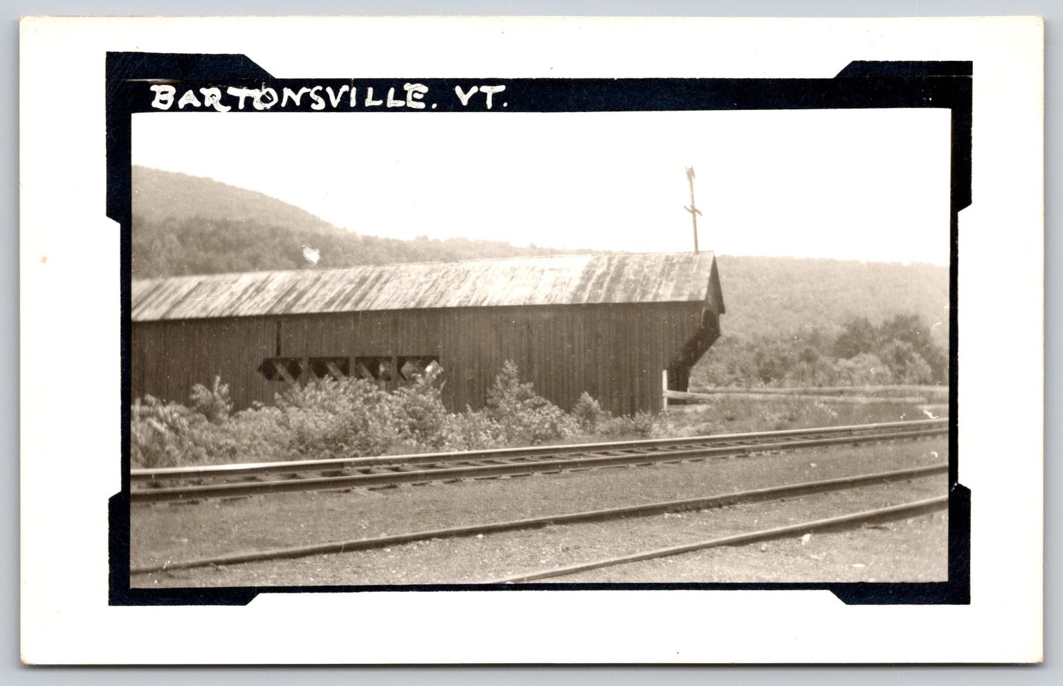 Bartonsville VT Covered Bridge RPPC H.B. Rood Photo Vermont Railroad Tracks D211 Bartonsville VT Covered Bridge RPPC H.B. Rood Photo Vermont Railroad Tracks D211