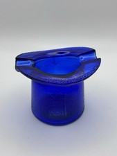 Vintage Advertising Lowell Hand Cream Piqua Ohio Cobalt Blue Glass Hat Ashtray picture
