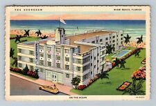 Miami Beach FL-Florida, The Shoreham Hotel, Advertising 1946 Linen Postcard picture