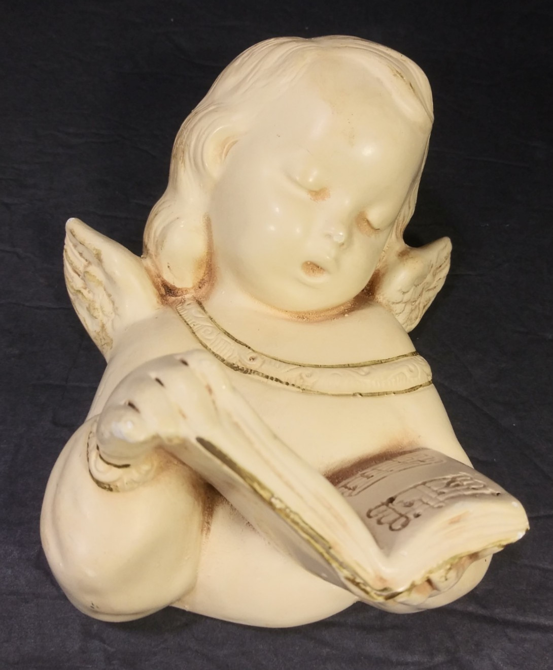 Alexander Backer Vintage Chalk ware Angel Singing Book Wall Hanging Alexander Backer Vintage Chalk ware Angel Singing Book Wall Hanging