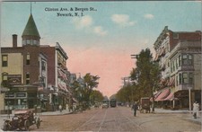 Clinton Ave & Bergen St Newark New Jersey NJ 1915 Cigars Drugs Postcard picture