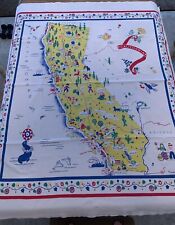 Vintage California State Tablecloth Souvenir Margaret Newport 55X44 picture