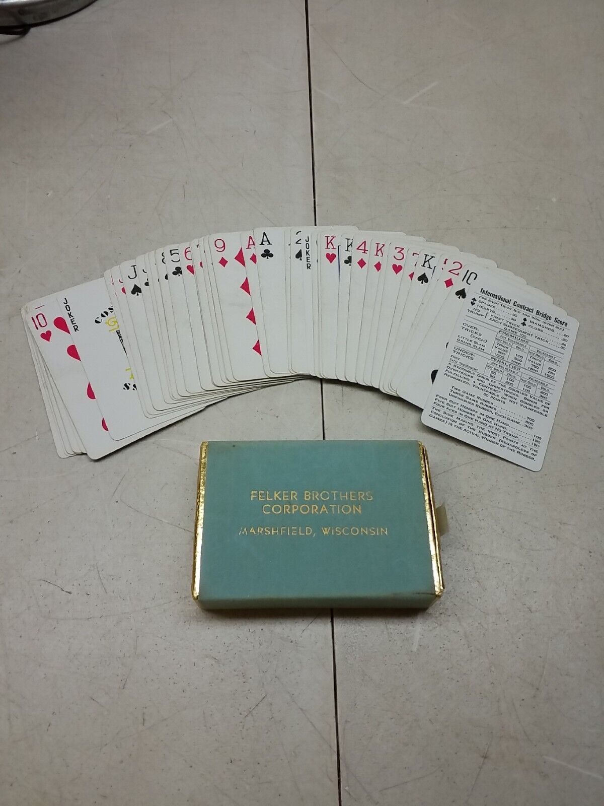 Vintage Felker Brothers Corporation Playing Cards Marshfield Wisconsin 