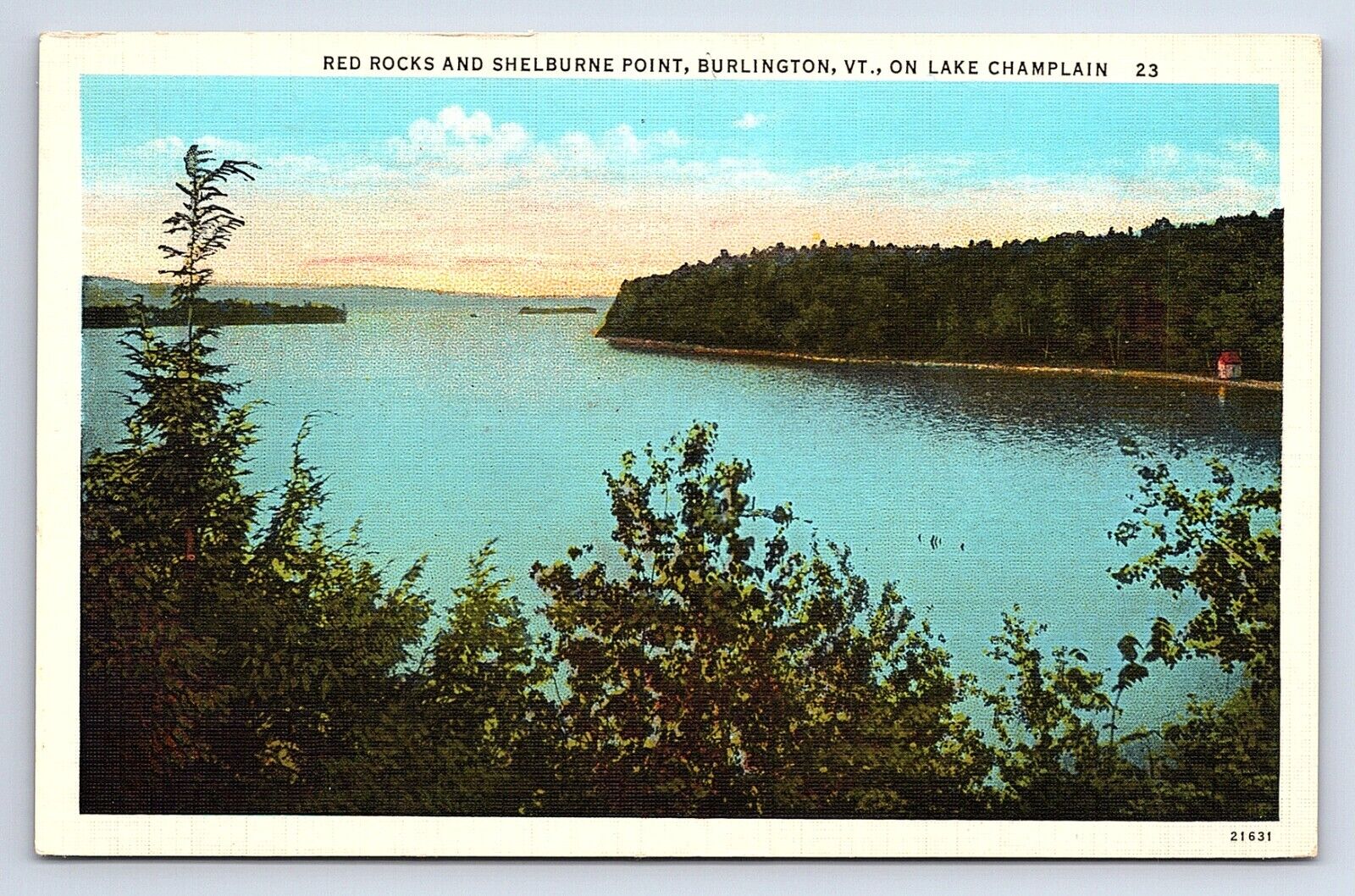 Postcard Red Rocks Shelburne Point Burlington VT on Lake Champlain Vermont