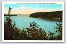 Postcard Red Rocks Shelburne Point Burlington VT on Lake Champlain Vermont picture