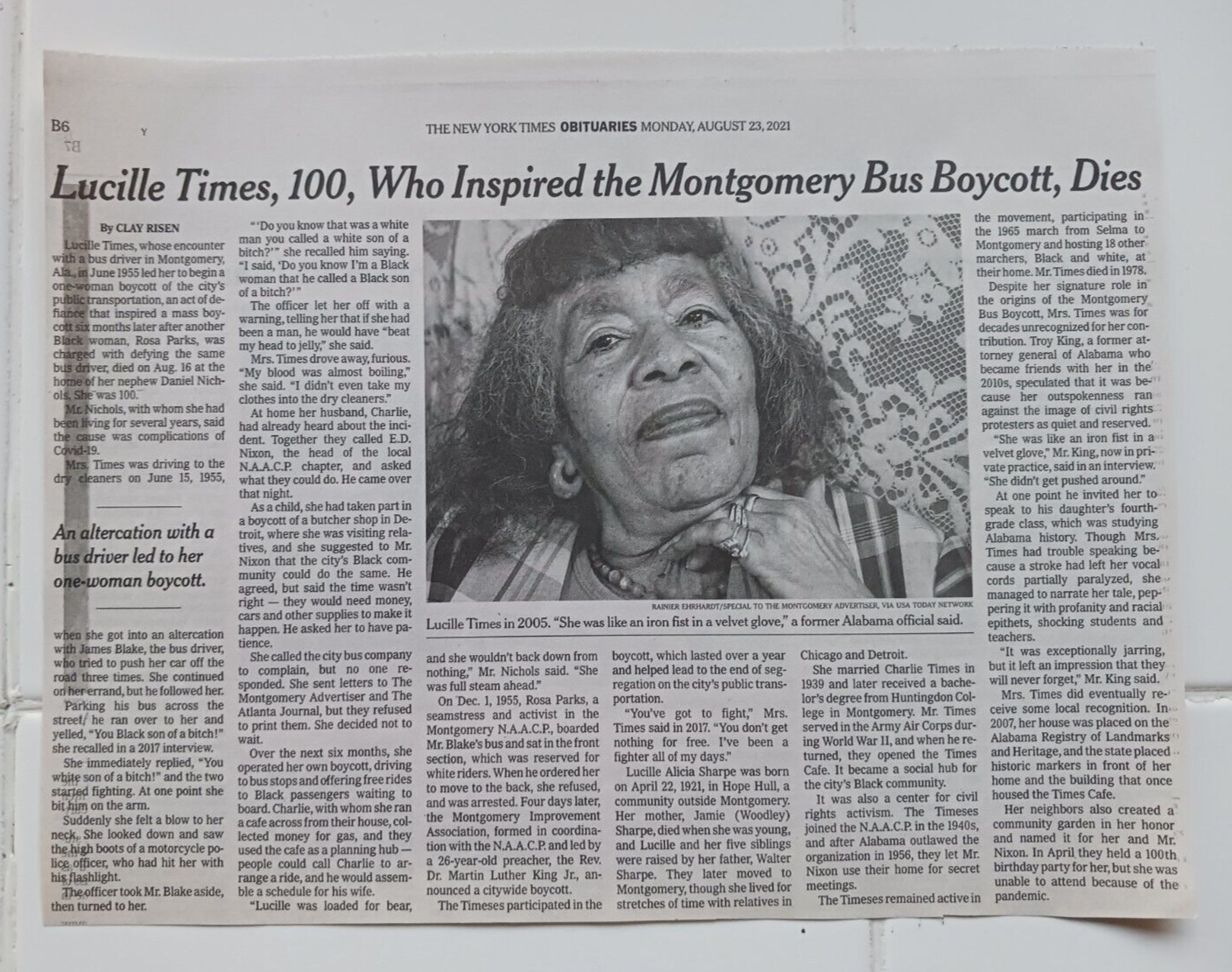 Lucille Times 100 Obituary New York Times Montgomery Bus Boycott Negro History