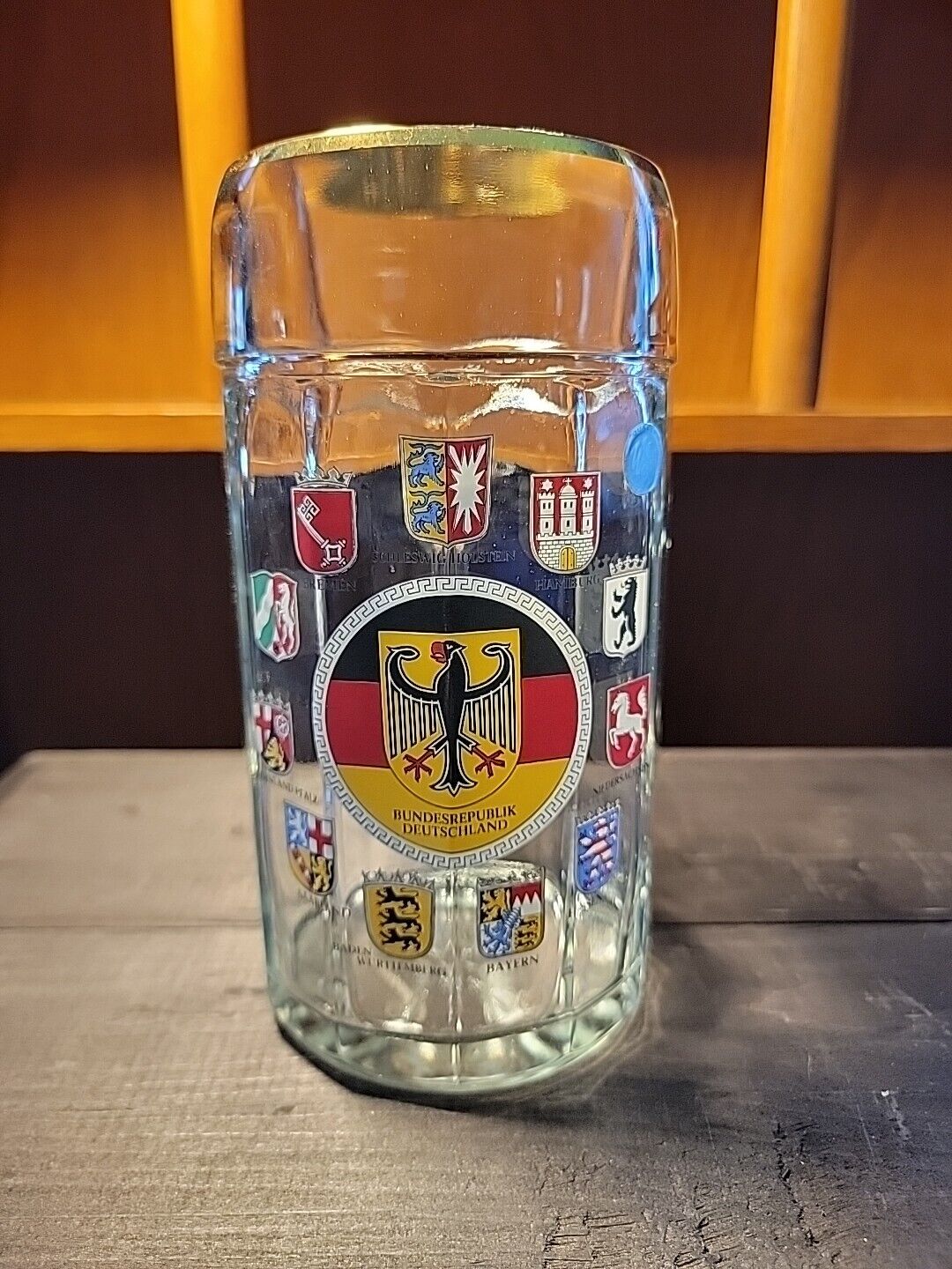 Vintage West German Bundesrepublik Deutshland Gold Rimmed Beer Mug Stein 