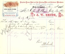 1876 Baltimore MD Printing Billhead to City Librarian picture