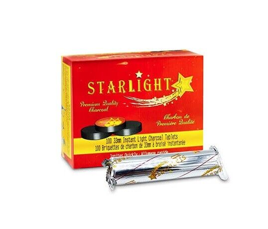 STARLIGHT Charcoal 33 mm Premium Hookah Incense Round Charcoal Coals 100 Count 