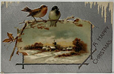 DANVILLE PA Greetings A Happy Christmas Frozen Frame Birds Snow Winter Postcard picture