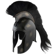 Achilles TROJAN Helmet Replica Myrmidon 18ga CARBON STEEL Black Plume FUNCTIONAL picture