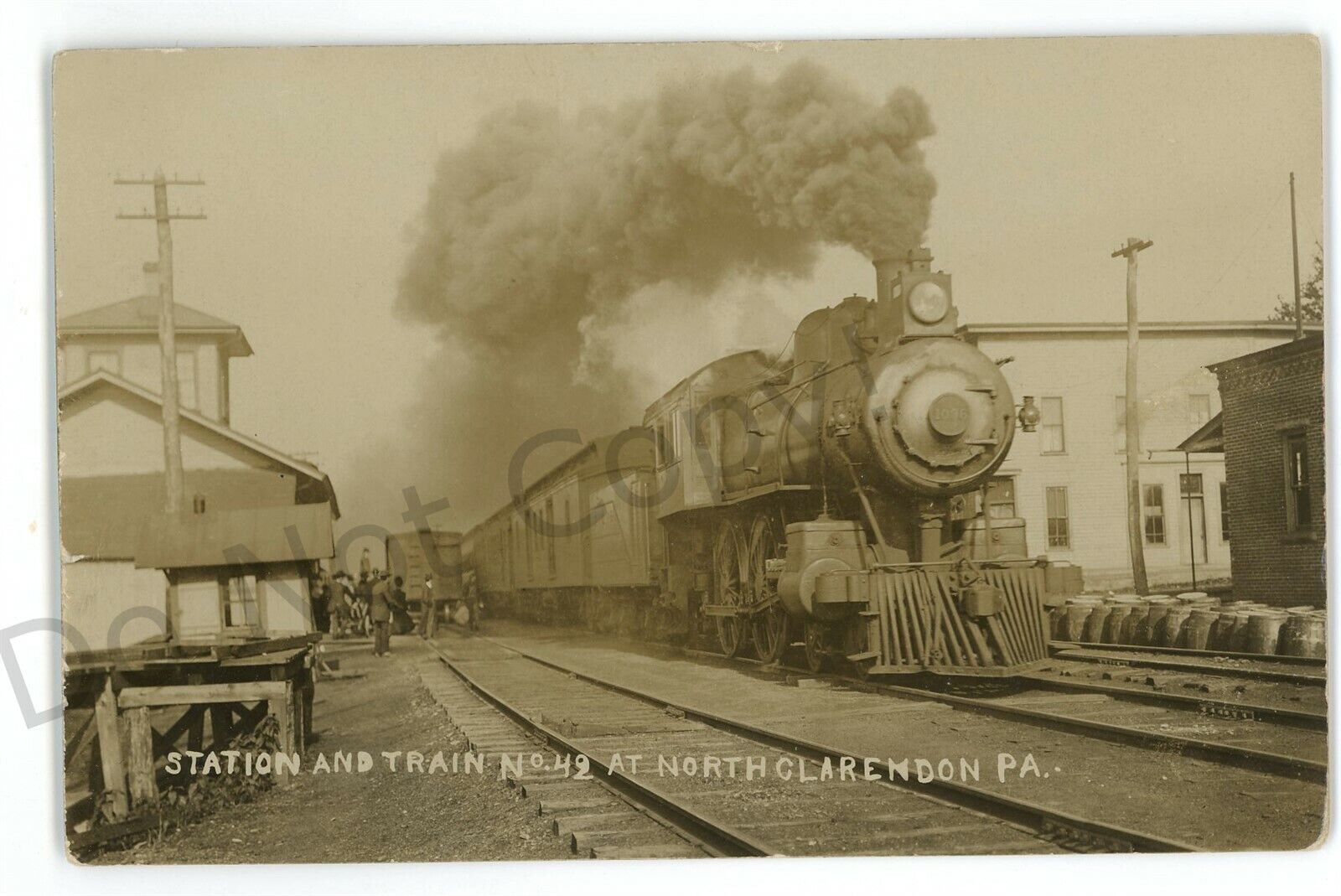 RPPC PRR Railroad Station NORTH CLARENDON PA Warren County Real Photo Postcard