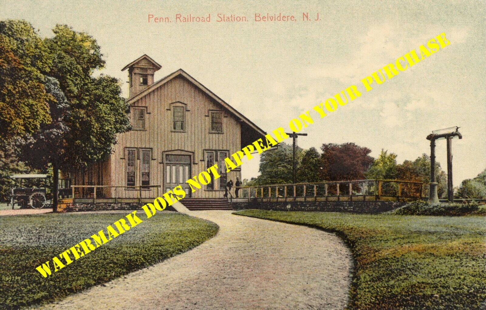 Pennsylvania RR PRR Bel-Del Belvidere NJ station REPRODUCTION from postcard