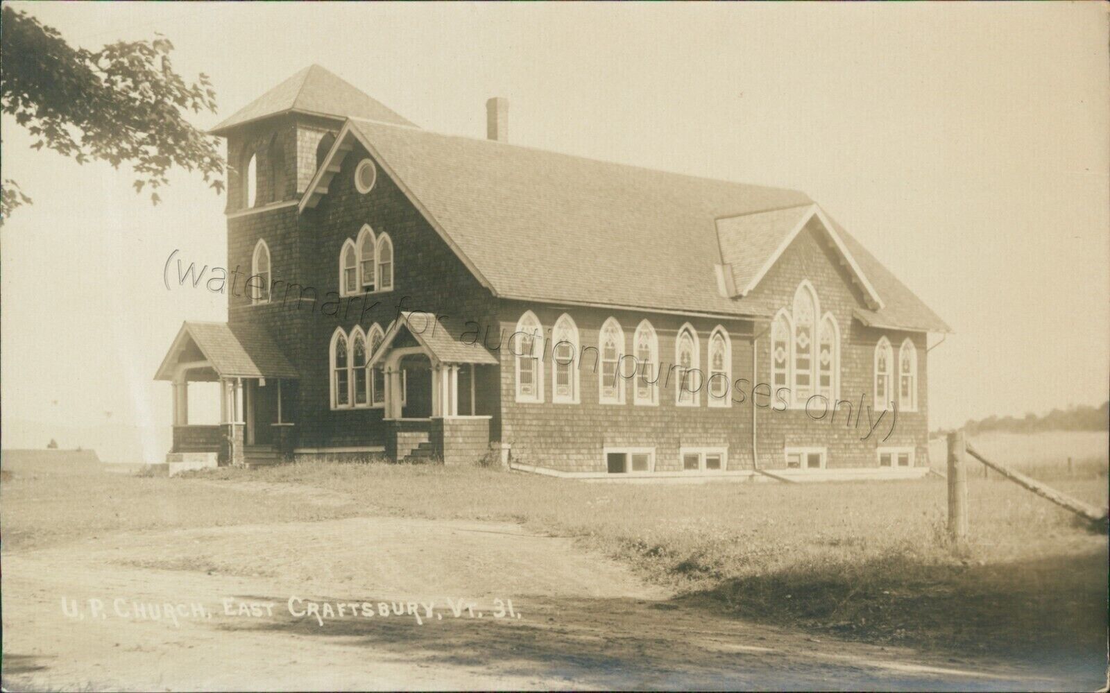 East Craftsbury, VT - Presbyterian Church RPPC - Vermont Real photo Postcard