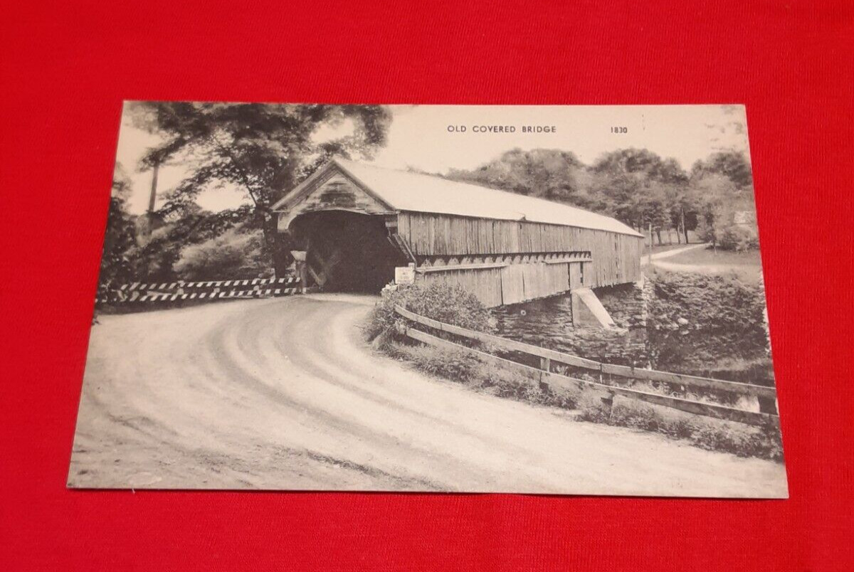 c1940 RPPC Covered Bridge PERKINSVILLE, WEATHERSFIELD, VERMONT unused POST CARD