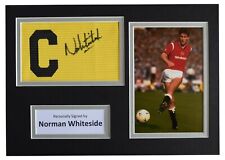 Norman Whiteside Signed Captains Armband A4 photo display Manchester United COA picture