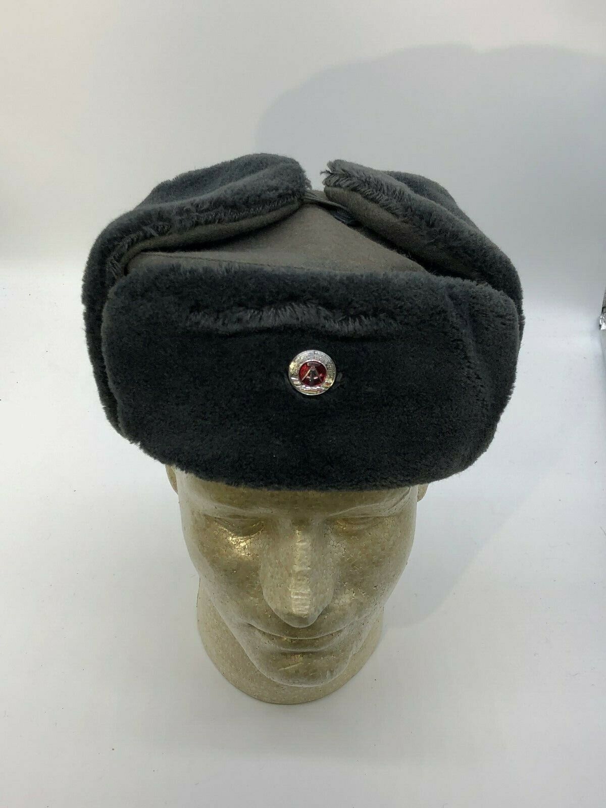 Vintage East German Enlisted Military Winter Hat Medium Size DDR 56