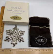 Gorham 23g Sterling Silver Snowflake Christmas Ornament. Vintage W Pouch & Box picture