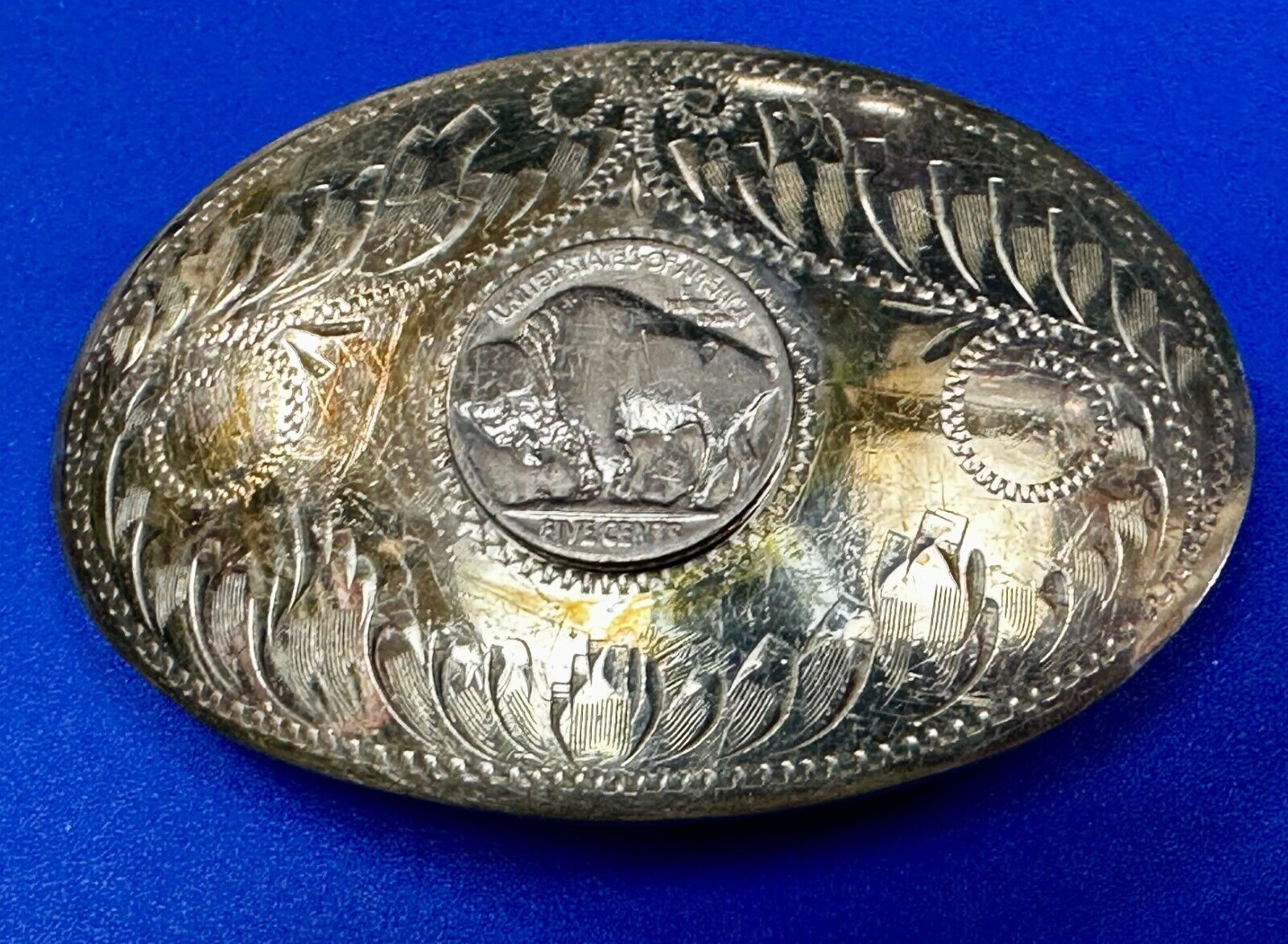 Comstock Silversmiths Coin Collectors Buffalo Nickel German Silver Belt Buckle