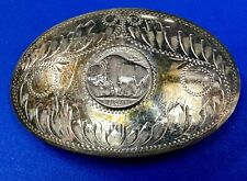 Comstock Silversmiths Coin Collectors Buffalo Nickel German Silver Belt Buckle picture