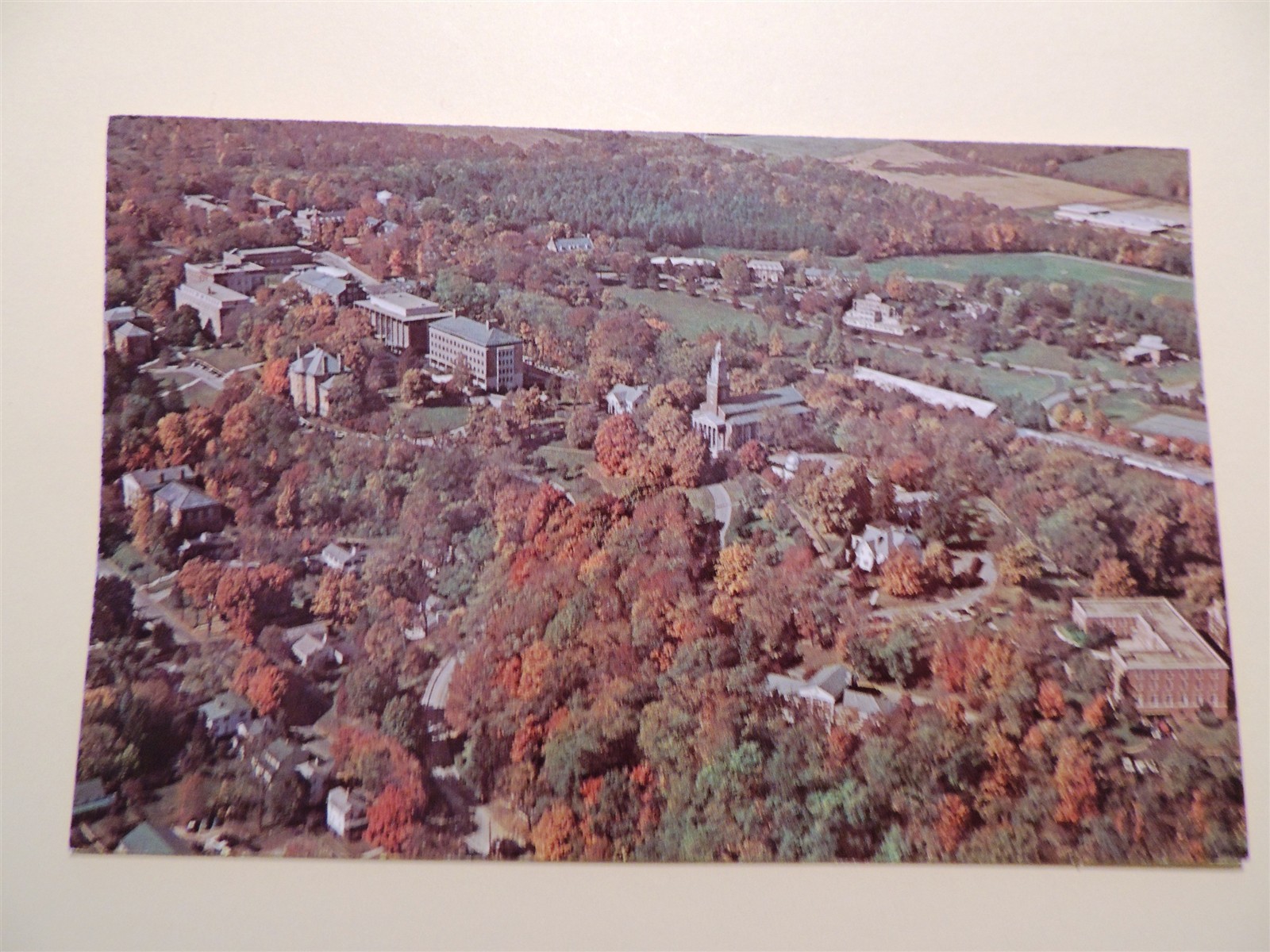 Denison University Granville Ohio postcard aerial view academic quadrangle 1975 Denison University Granville Ohio postcard aerial view academic quadrangle 1975