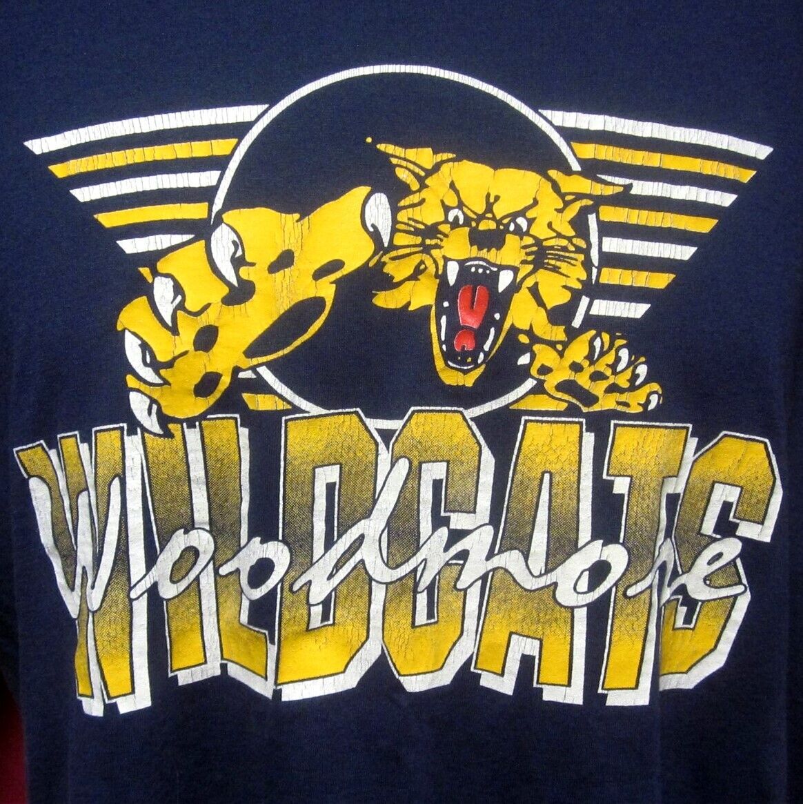WOODMORE HIGH SCHOOL vtg XL tee Wildcats T shirt Elmore logo Sandusky OH