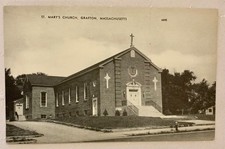 St. Mary's Church Grafton Massachusetts B&W Photolux Postcard picture