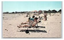 Vintage Postcard Marshfield MA Green Harbor Beach People Sunbathing on Sand     picture
