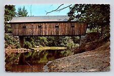South Andover Maine Lovejoy Covered Bridge Scenic River Chrome Postcard picture