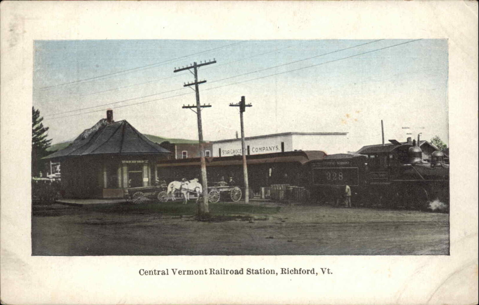 Richford VT Central Vermont RR Train Station Depot c1910 postcard