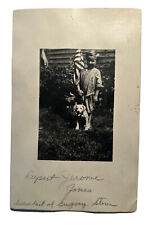 1913 RPPC YOUNG BOY RUPERT JEROME JONES Cleveland Ohio Dog Flag A8 picture