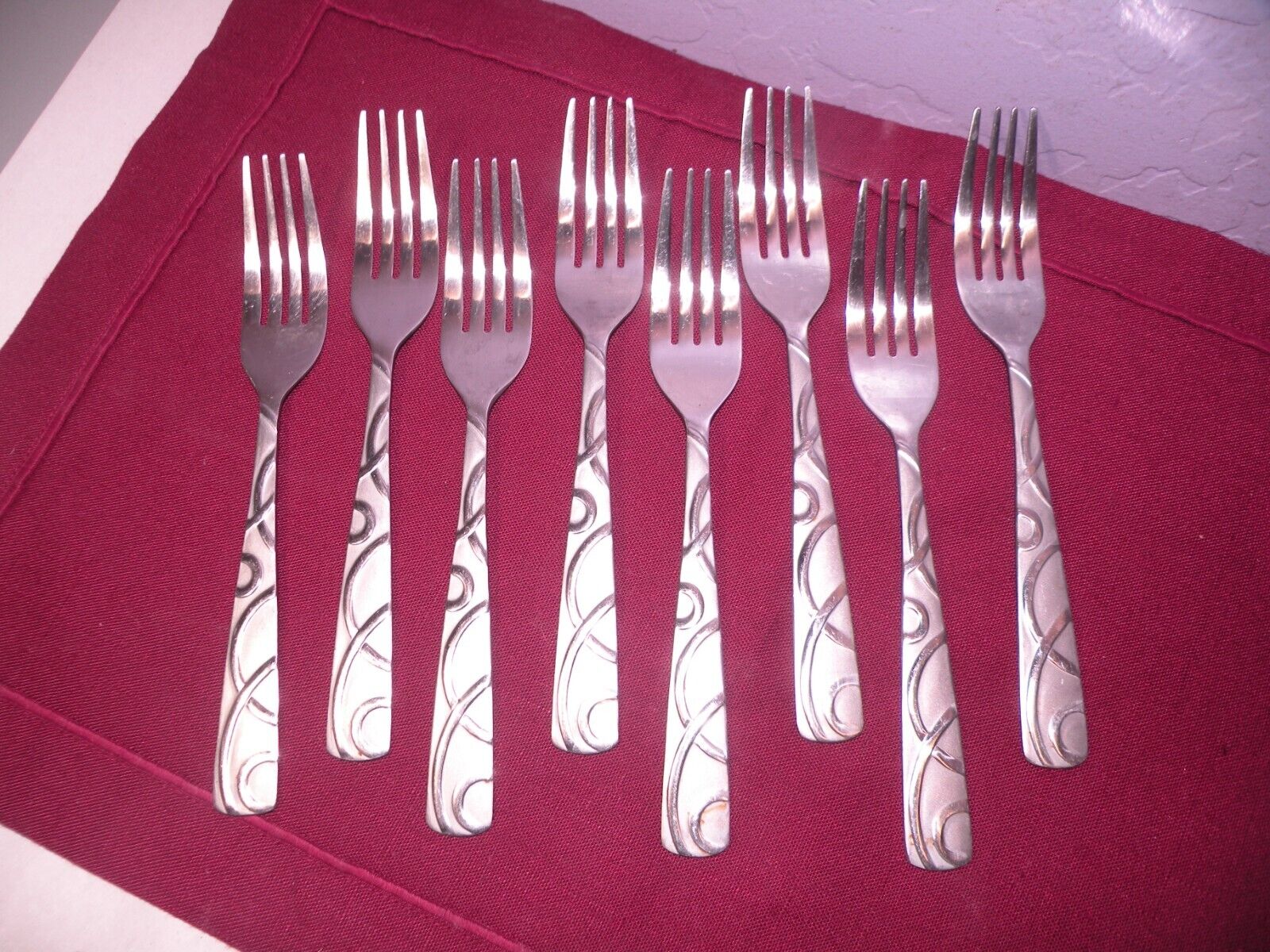 Set Of 8 Cambridge Stainless CONQUEST Salad Forks 7 1/8 GF3
