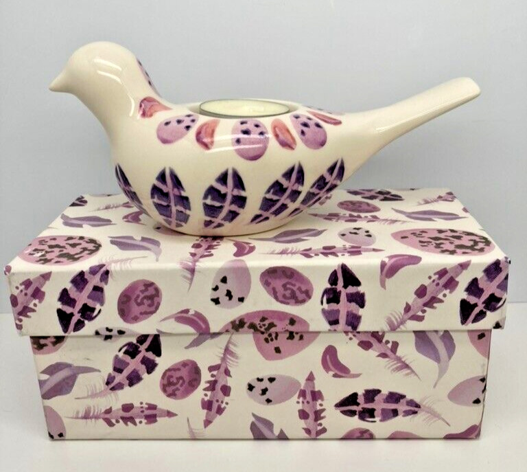 Emma Bridgewater Feather and Egg Purple Dove Candle Holder in Box