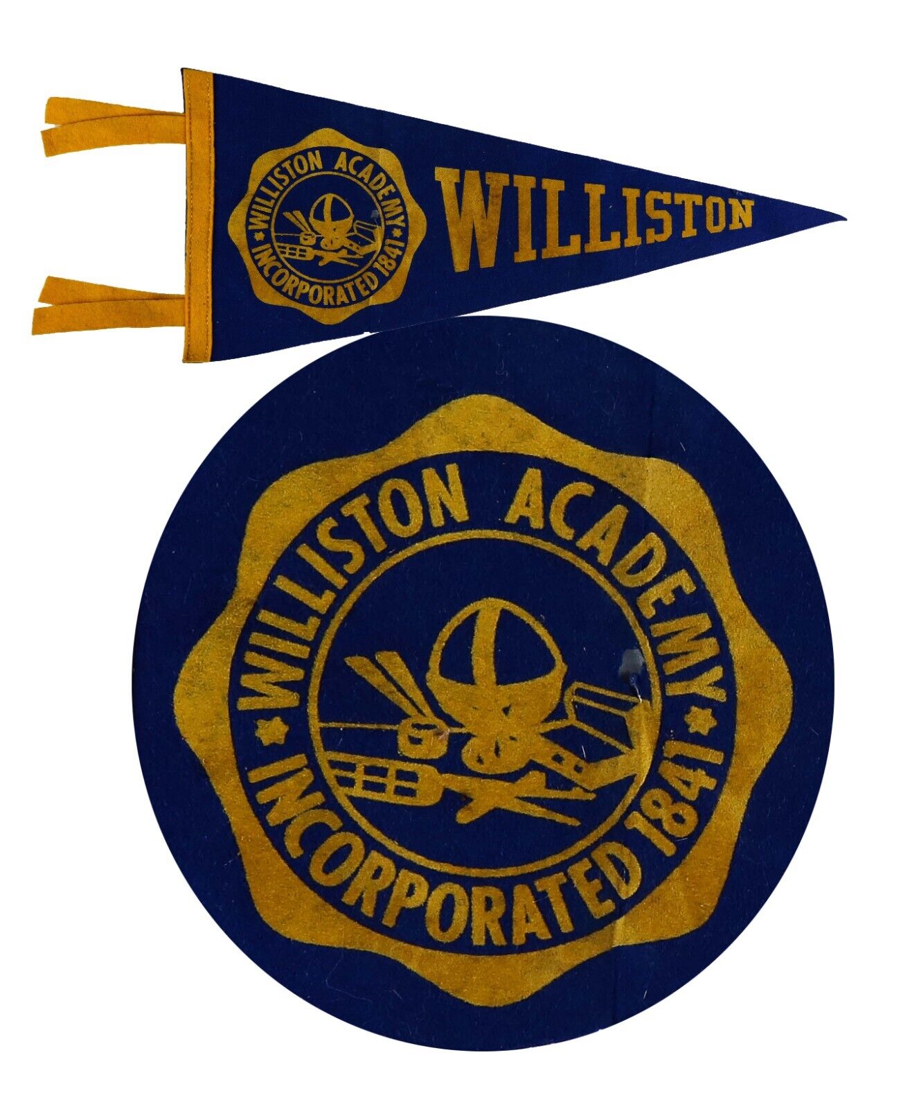 1841 WILLISTON ACADEMY School Felt Pennant East Hampton MA Preparatory School