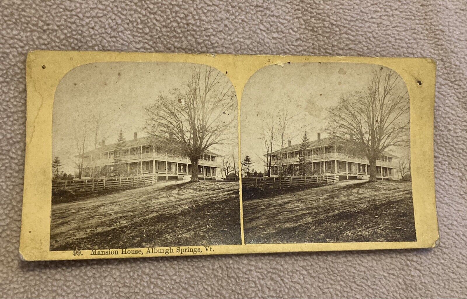 Antique 1860s Alburgh Alburg Springs Vermont Stereoview Mansion House Hotel