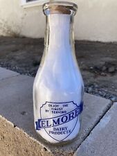 ELMORE DAIRY PRODUCTS - Quart Pyroglazed ACL Milk Bottle - Salina, Kansas? picture