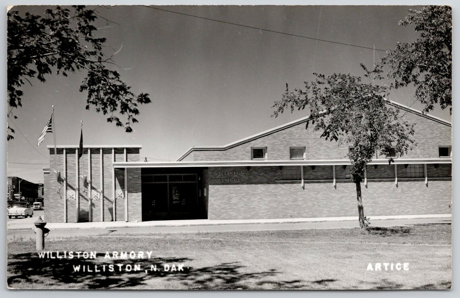 Williston Norths Dakota~National Guard Armory~Artice  RPPC c1955