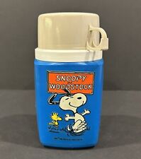 VINTAGE Snoopy And Woodstock Blue Thermos 1965 PEANUTS Charlie Brown picture