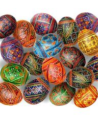 Assorted Wooden Regular Hen Size Painted Ukrainian Easter Eggs,Geometric,Pysanky picture